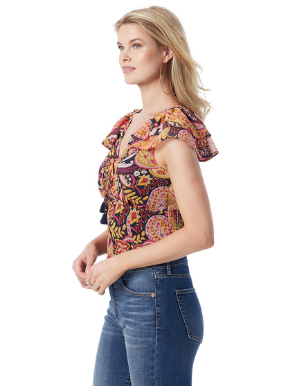 Dixie Cropped Blouse in Paisley World - Jessica Simpson Women
