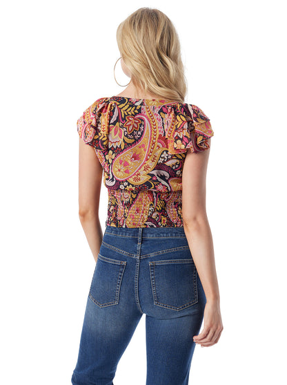 Dixie Cropped Blouse in Paisley World - Jessica Simpson Women
