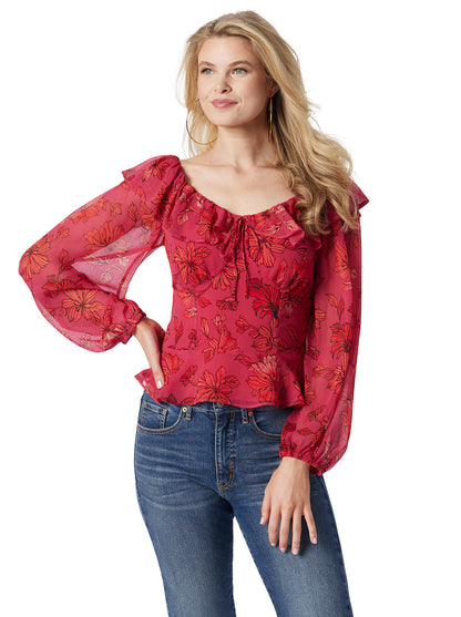 Aki Blouse in Outlines Blossoms - Jessica Simpson Women