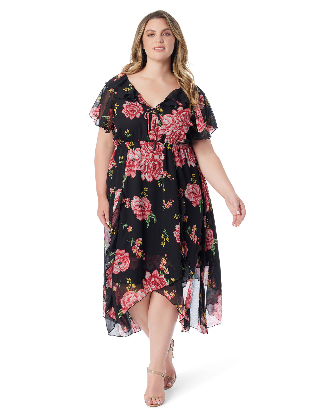 Elise Dress in Sketchy Roses - Jessica Simpson Women