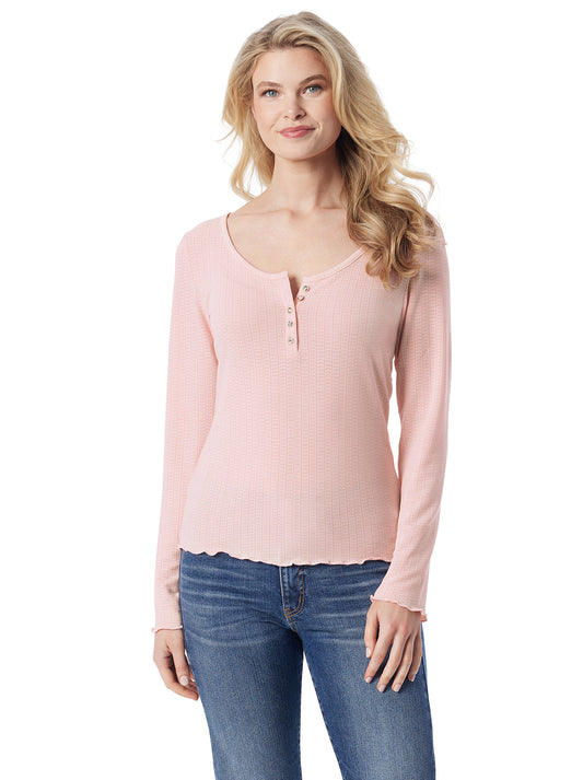 Tahani Henley Top in Silver Pink - Jessica Simpson Women