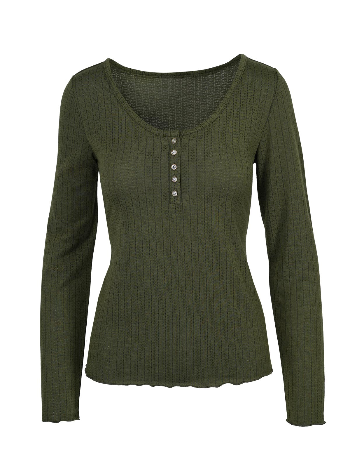 Tahani Henley Top in Bronze Green - Jessica Simpson Women