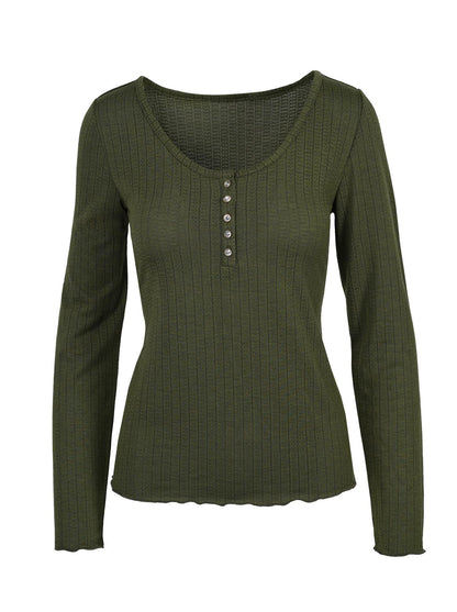 Tahani Henley Top in Bronze Green - Jessica Simpson Women