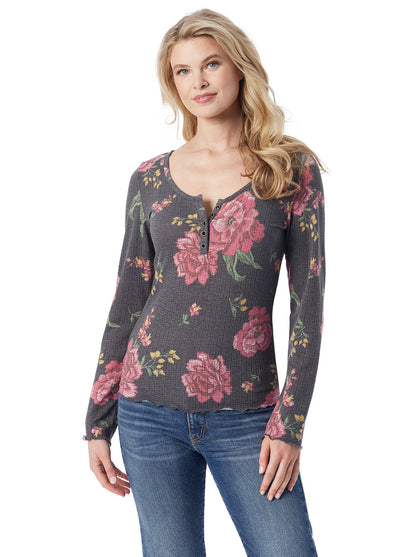 Tahani Henley Top in Sketchy Roses - Jessica Simpson Women