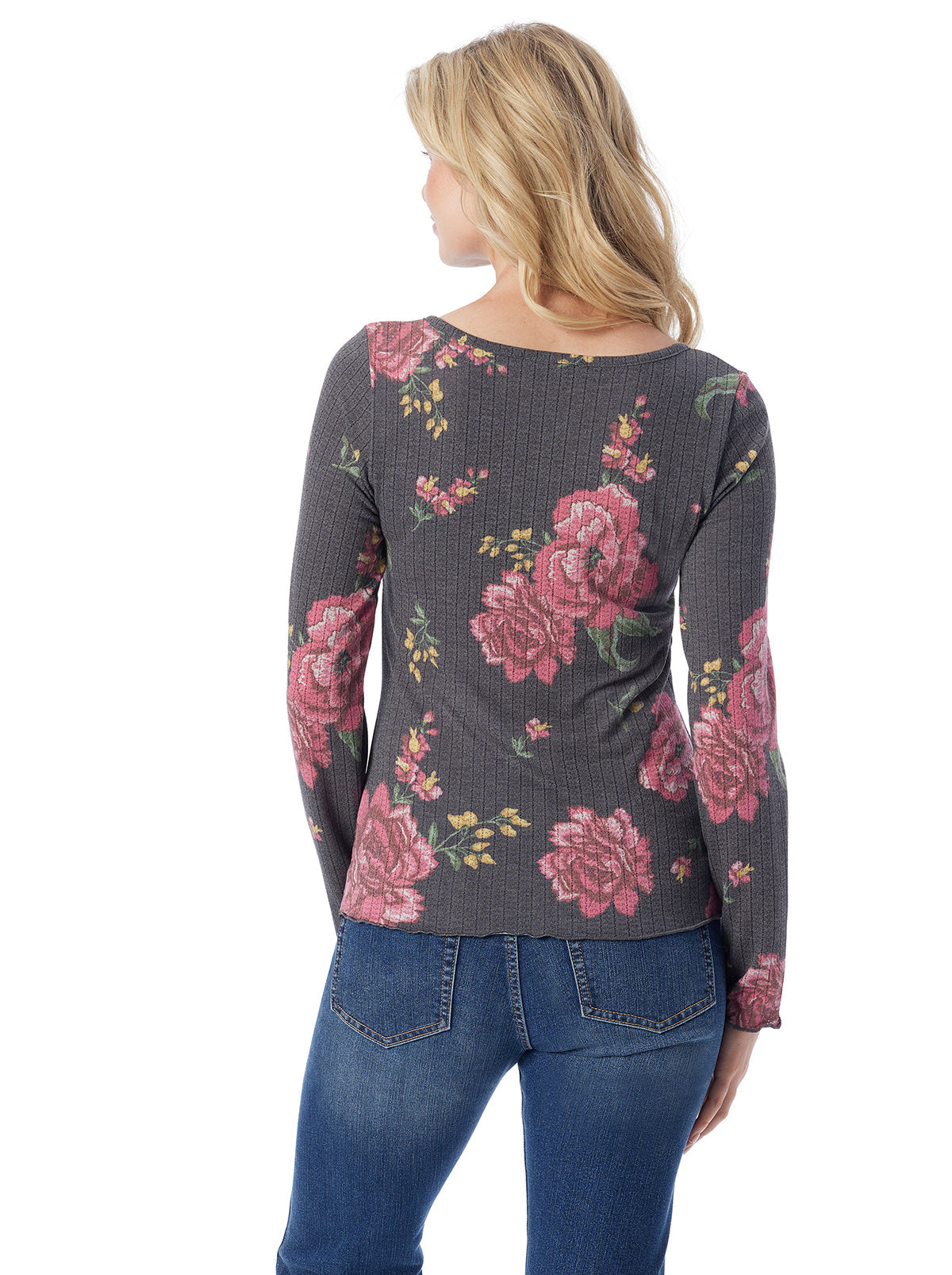 Tahani Henley Top in Sketchy Roses - Jessica Simpson Women