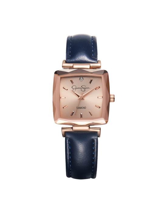 Cushion Case Strap Watch in Rose Gold Tone - Jessica Simpson Accessories