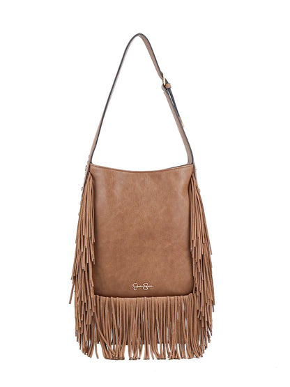 Fringed Calypso Hobo in Almond Brown - Jessica Simpson Accessories