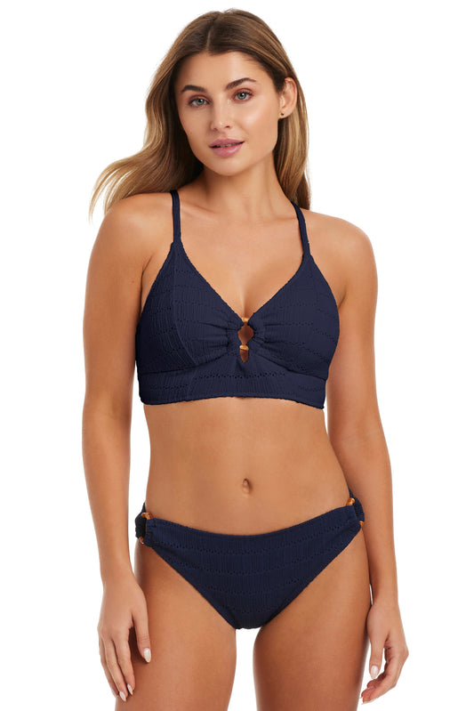 Boho Jacquard Cropped Cami with Ring in Dark Navy - Jessica Simpson Women
