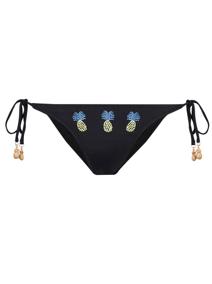 Pina Colada String Bikini Bottom in Black - Jessica Simpson Women