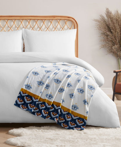 Celeste Plush Throw Plush in White & Navy - Jessica Simpson Home