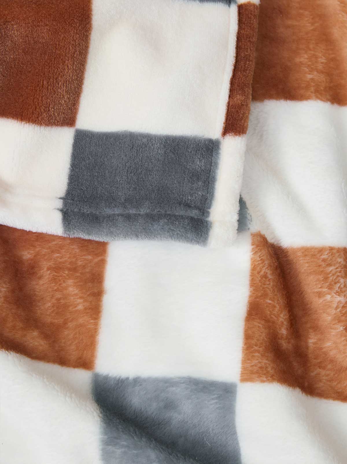 Emery Checkerbaord Plush Throw in Rust & Grey - Jessica Simpson Home