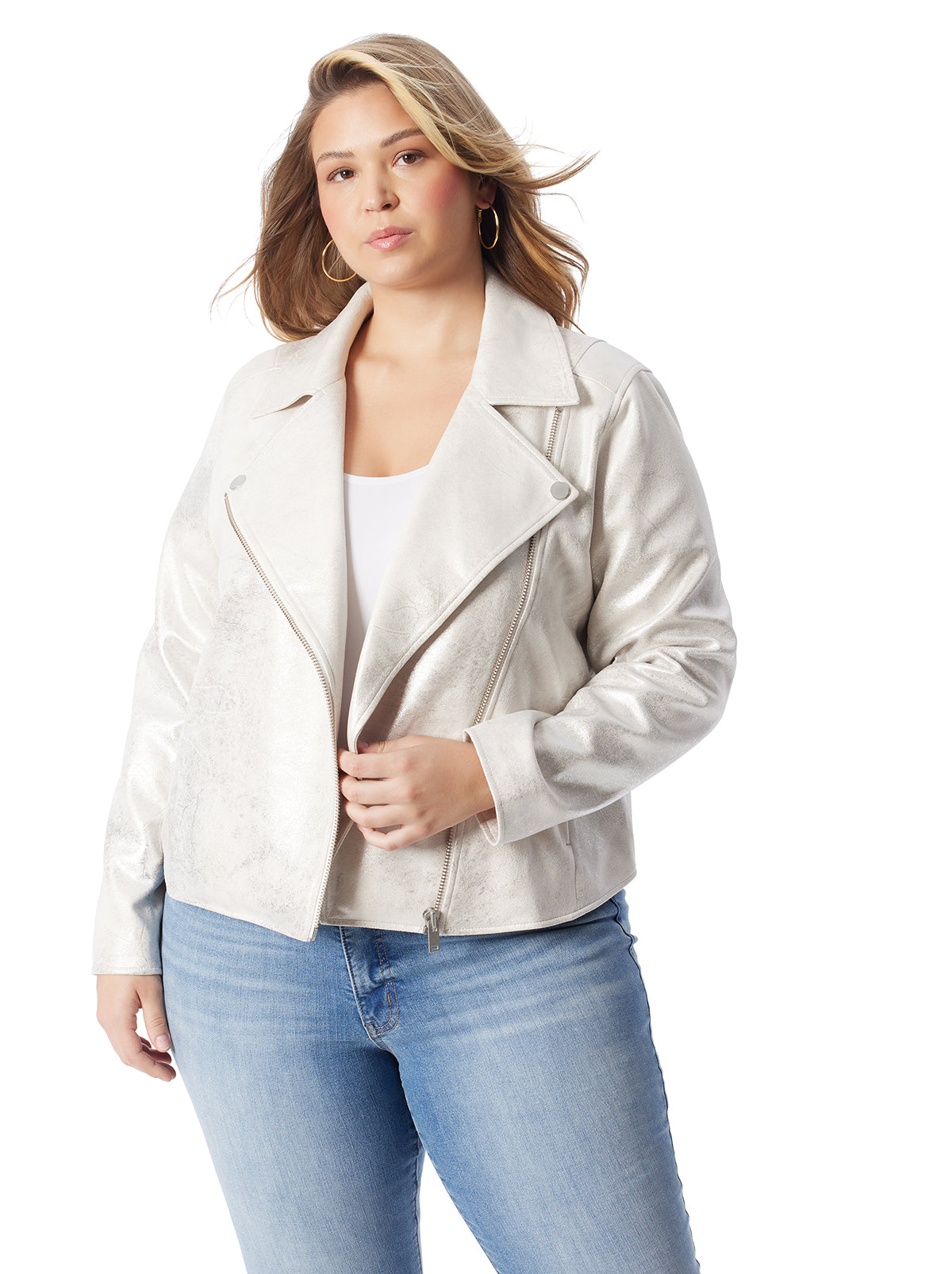 Biker Jacket in Silver Cream - Jessica Simpson Women