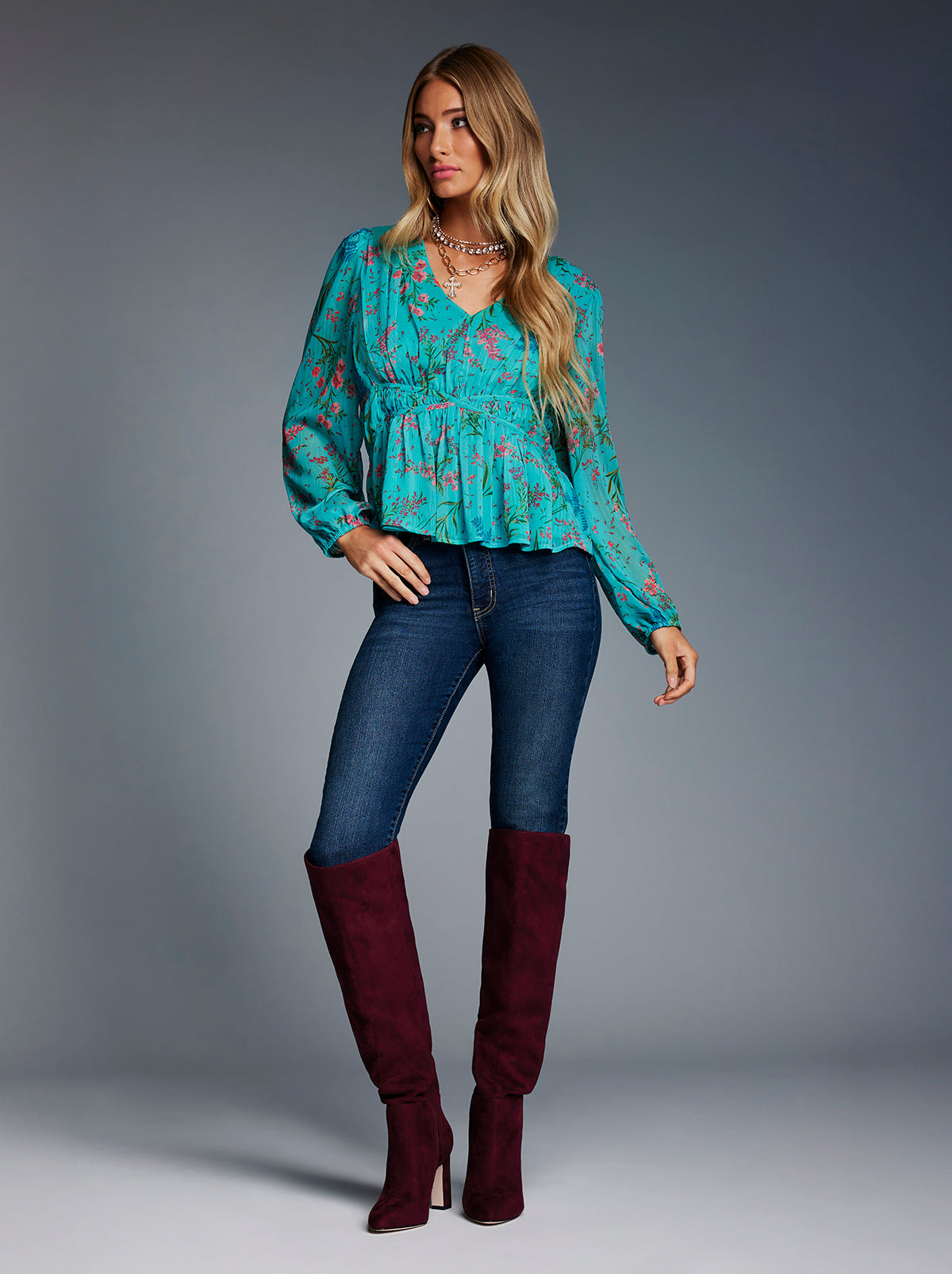 Marjani Top in Baltic-Field Floral - Jessica Simpson Women