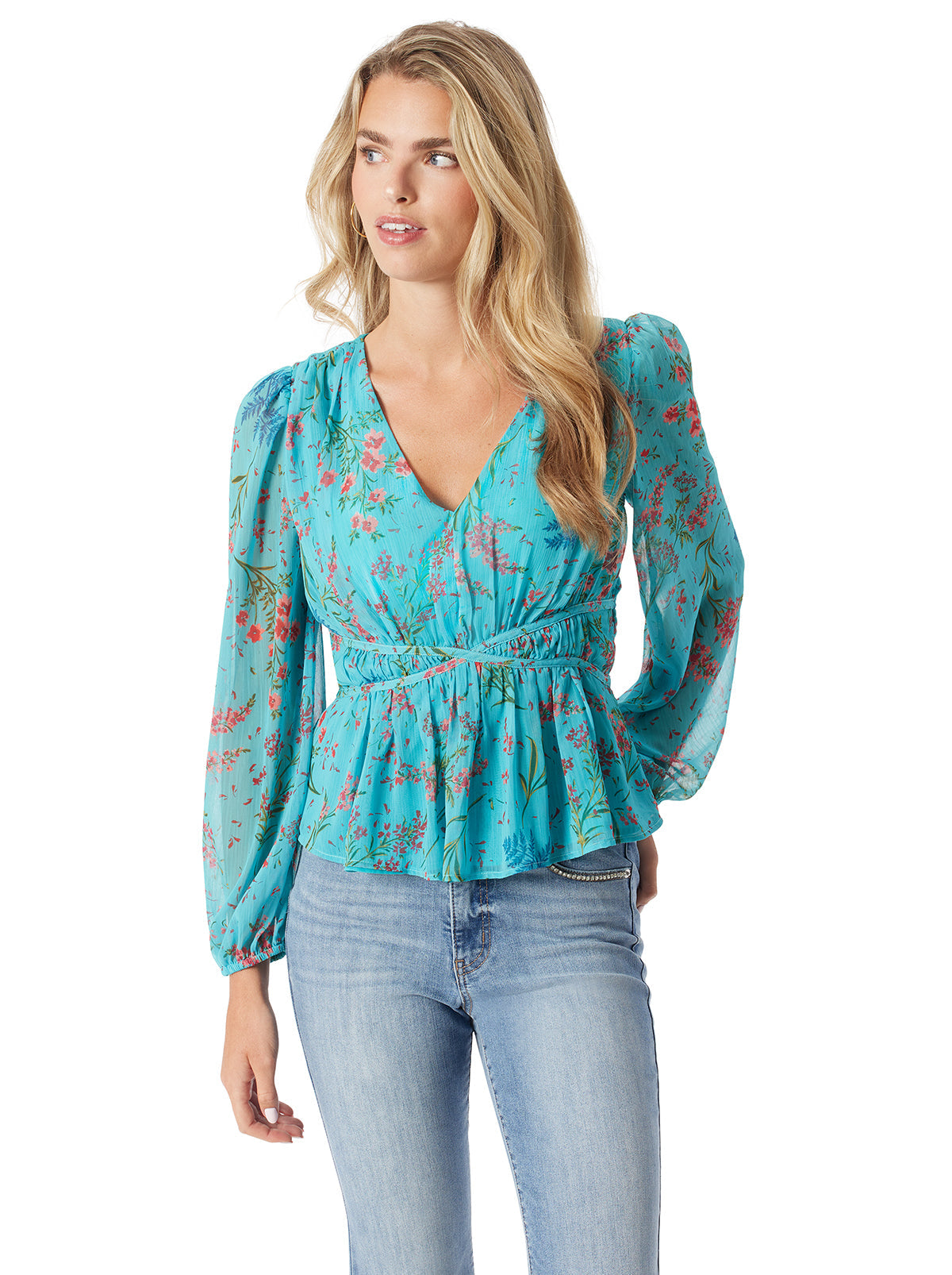 Marjani Top in Baltic-Field Floral - Jessica Simpson Women