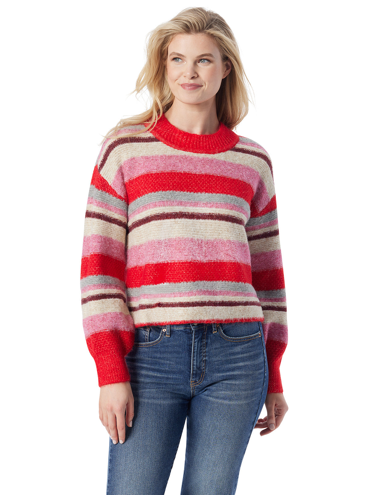 Portia Sweater in Goji Berry Stripe - Jessica Simpson Women