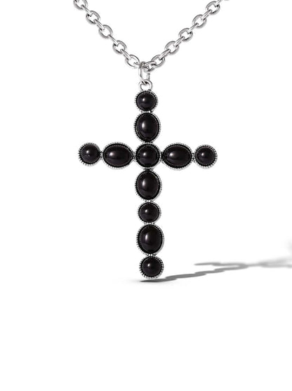 Black Acrylic Cross Necklace - Jessica Simpson Accessories