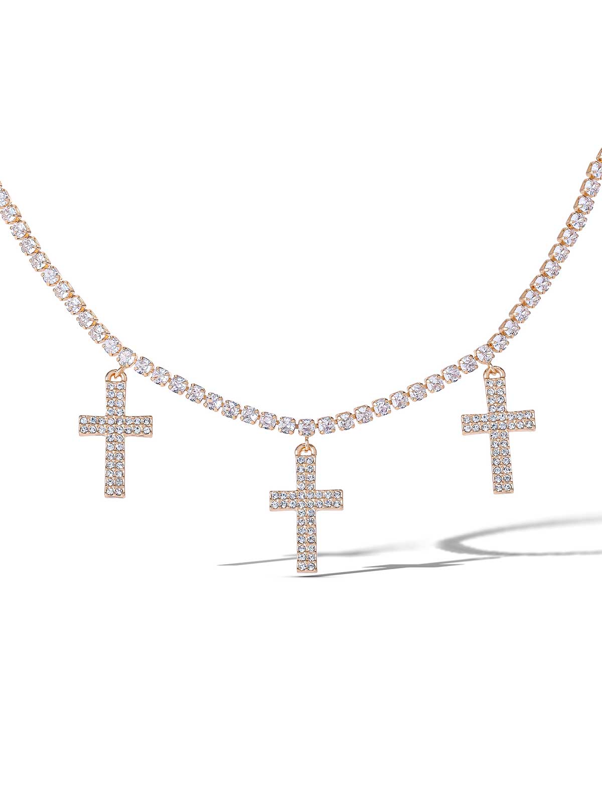 Triple Cross Pave Necklace - Jessica Simpson Accessories