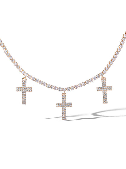 Triple Cross Pave Necklace - Jessica Simpson Accessories