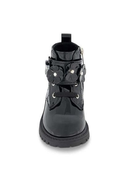 Toddler Daria Flower Moto Boot in Black - Jessica Simpson Women