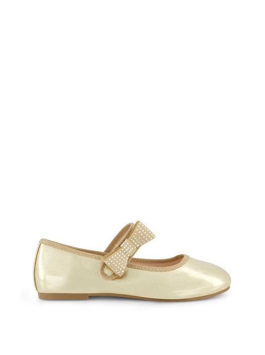 Little Girls' Amy Crystal Bow Ballet Flat in Gold - Jessica Simpson Women