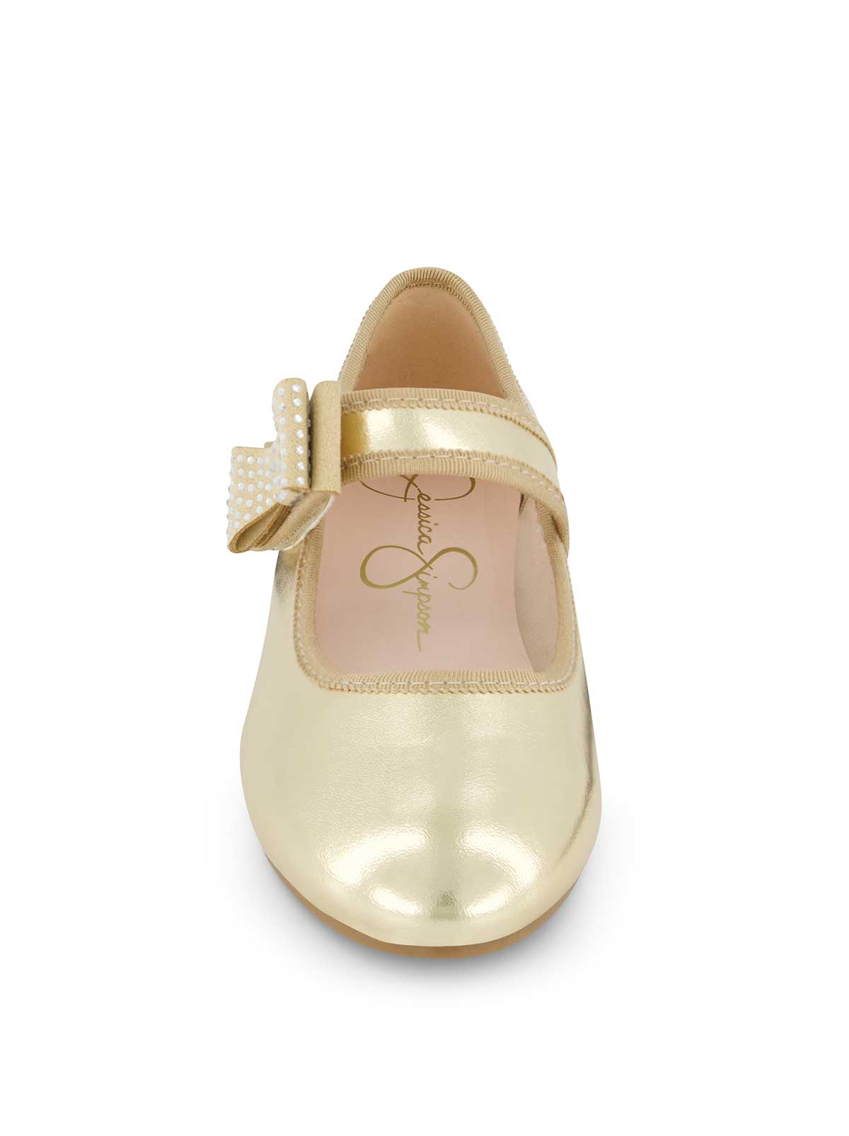 Little Girls' Amy Crystal Bow Ballet Flat in Gold - Jessica Simpson Women