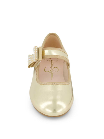 Little Girls' Amy Crystal Bow Ballet Flat in Gold - Jessica Simpson Women