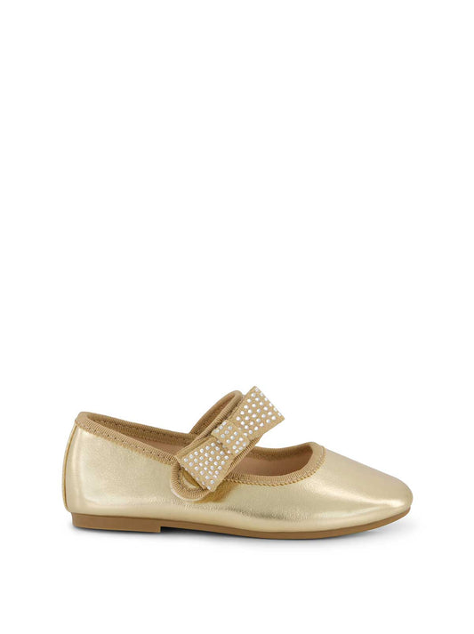 Toddler Amy Crystal Bow Ballet Flat in Gold - Jessica Simpson Women