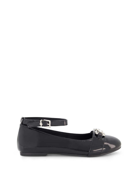 Little Girls' Amy Double Buckle Ballet Shoe in Black - Jessica Simpson Women