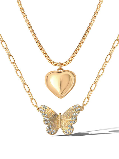 Butterfly Heart Layered Necklace - Jessica Simpson Accessories