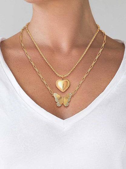 Butterfly Heart Layered Necklace - Jessica Simpson Accessories