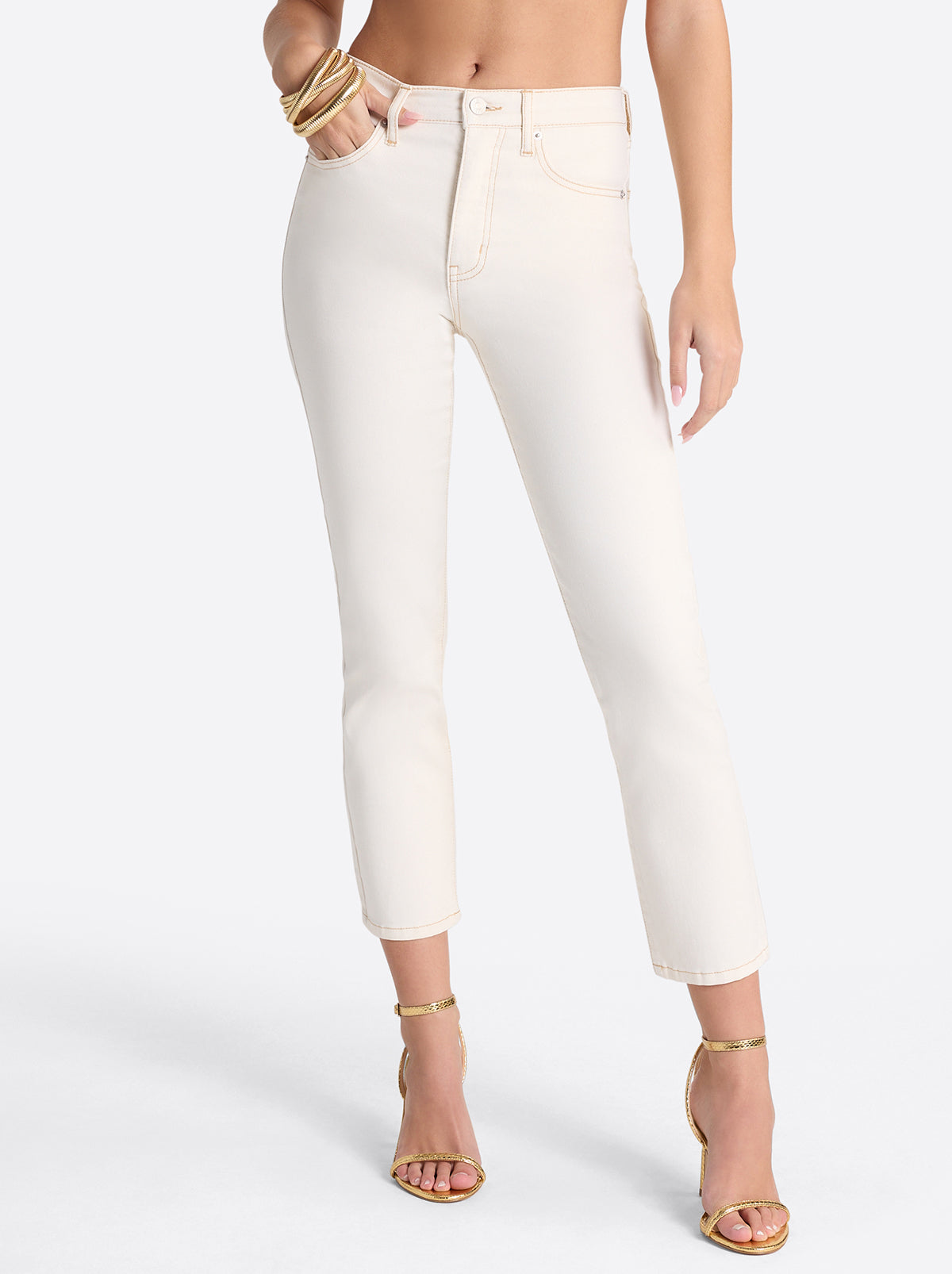 Harmony Straight High Rise Jeans in Ecru - Jessica Simpson Women