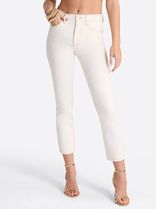 Harmony Straight High Rise Jeans in Ecru - Jessica Simpson Women