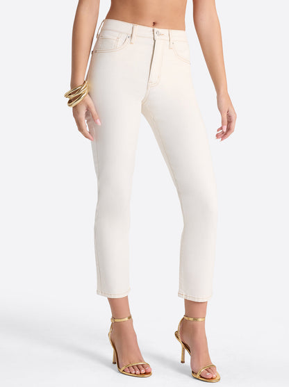 Harmony Straight High Rise Jeans in Ecru - Jessica Simpson Women
