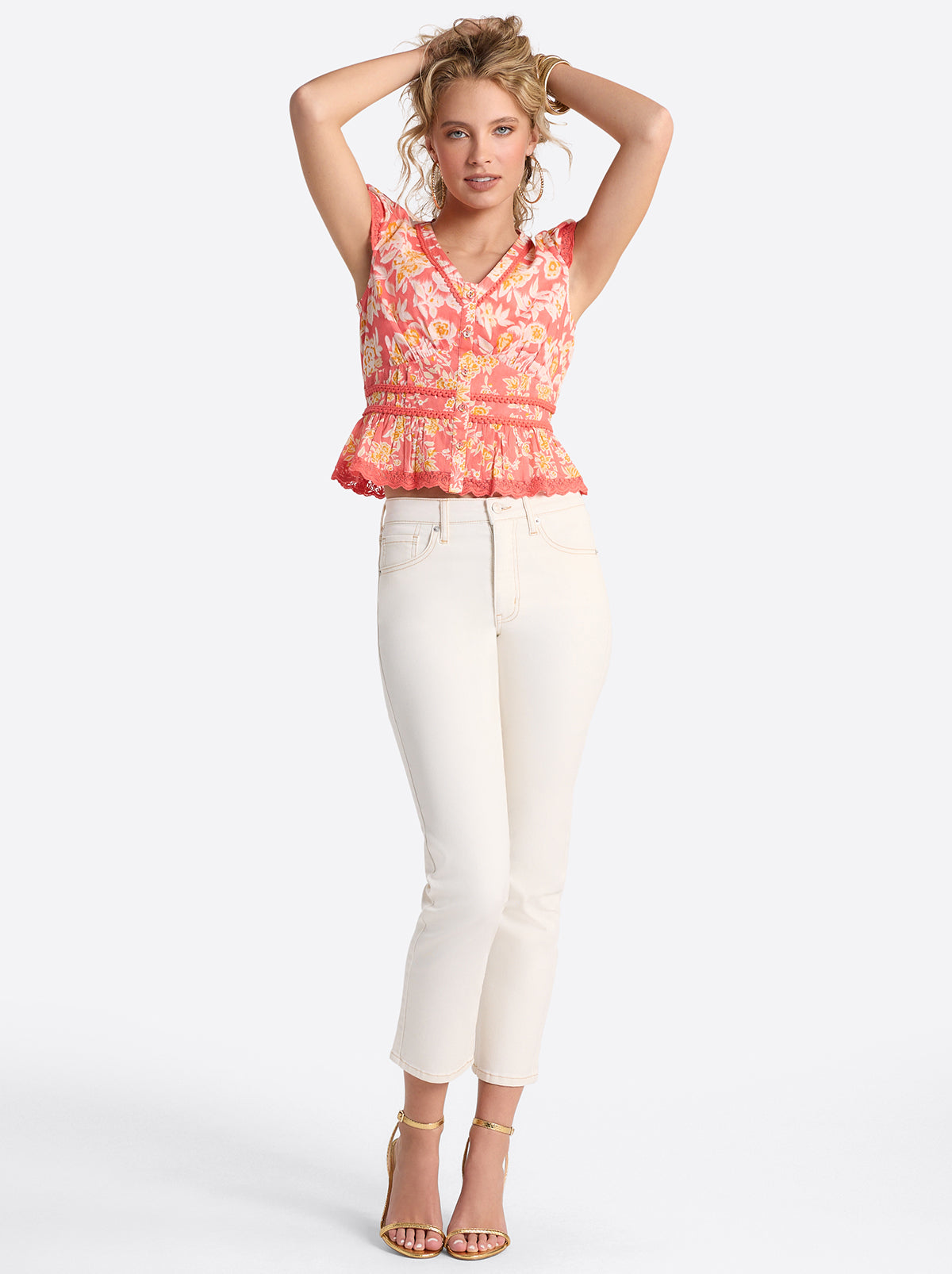 Harmony Straight High Rise Jeans in Ecru - Jessica Simpson Women