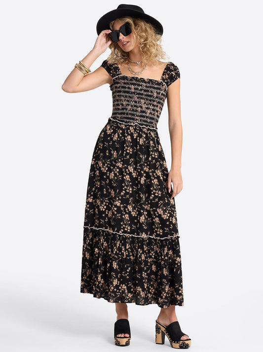Clarice Maxi Dress in Obsidian Wispy Ditsies - Jessica Simpson Women