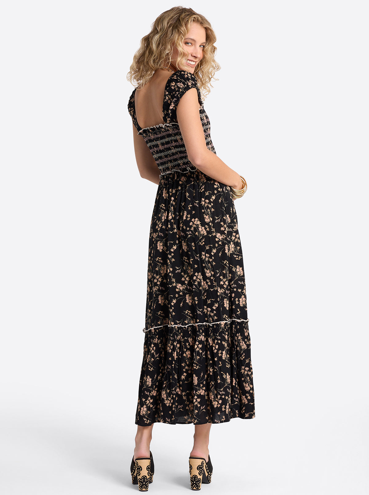Clarice Maxi Dress in Obsidian Wispy Ditsies - Jessica Simpson Women