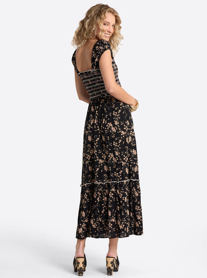 Clarice Maxi Dress in Obsidian Wispy Ditsies - Jessica Simpson Women