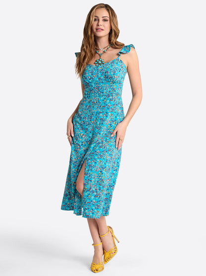 Sahira Dress in Tile Blue Acrylic Ditsy - Jessica Simpson Women