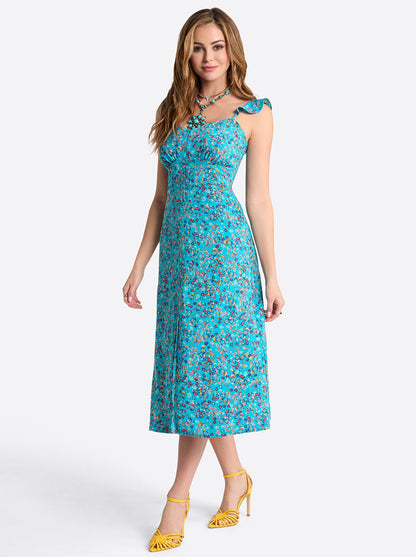 Sahira Dress in Tile Blue Acrylic Ditsy - Jessica Simpson Women