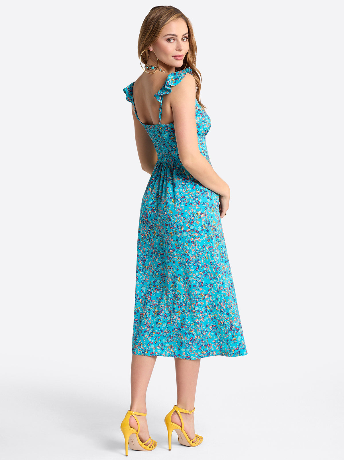 Sahira Dress in Tile Blue Acrylic Ditsy - Jessica Simpson Women