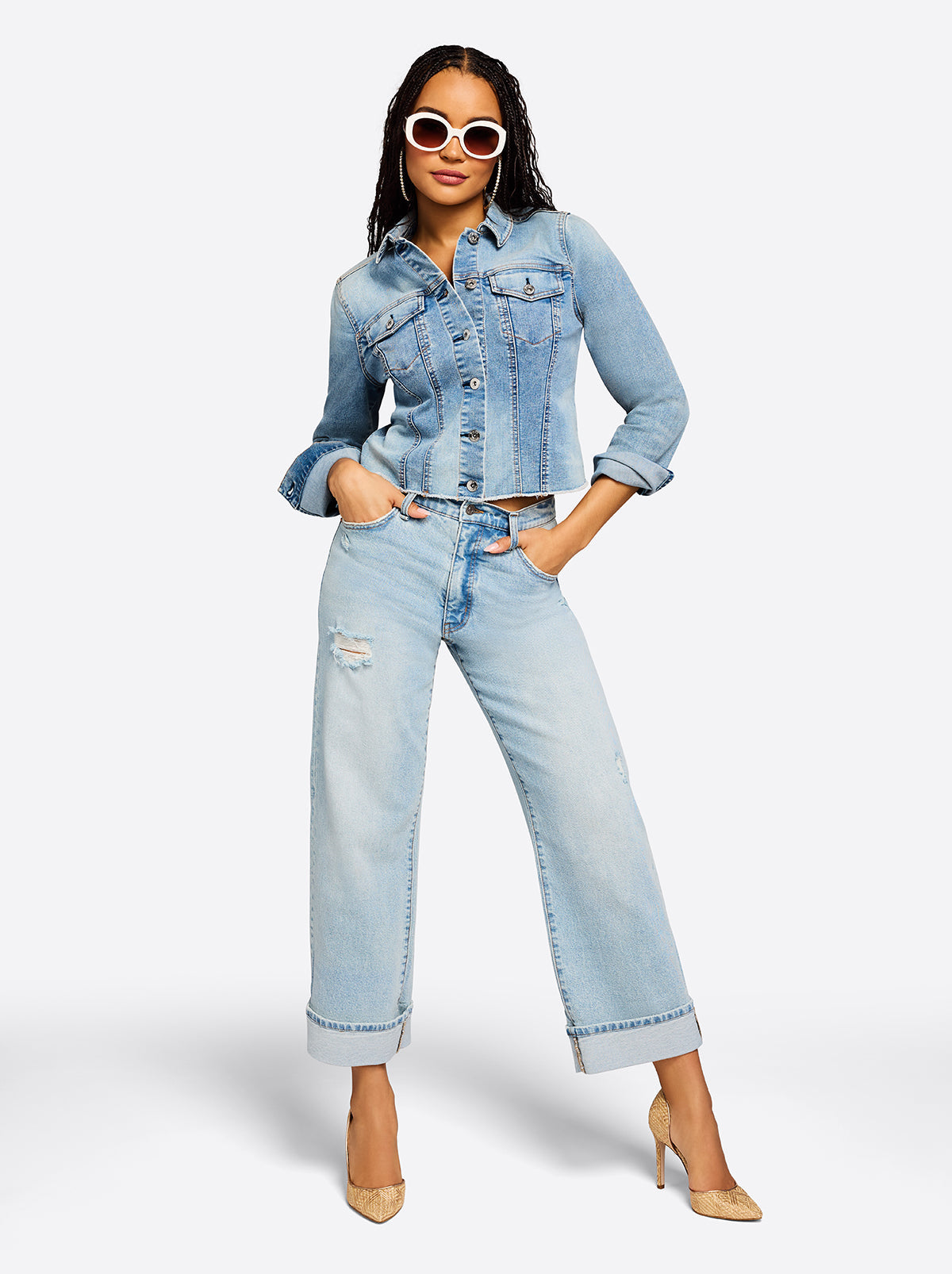 Valentine Wide Leg Boyfriend Jeans in Dearest - Jessica Simpson Women