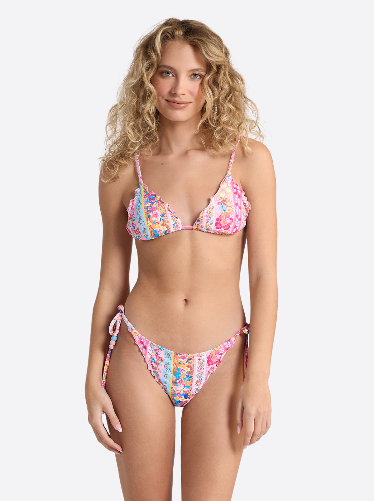 Lettuce Edge String Triangle Top in Flower Paradise - Jessica Simpson Women