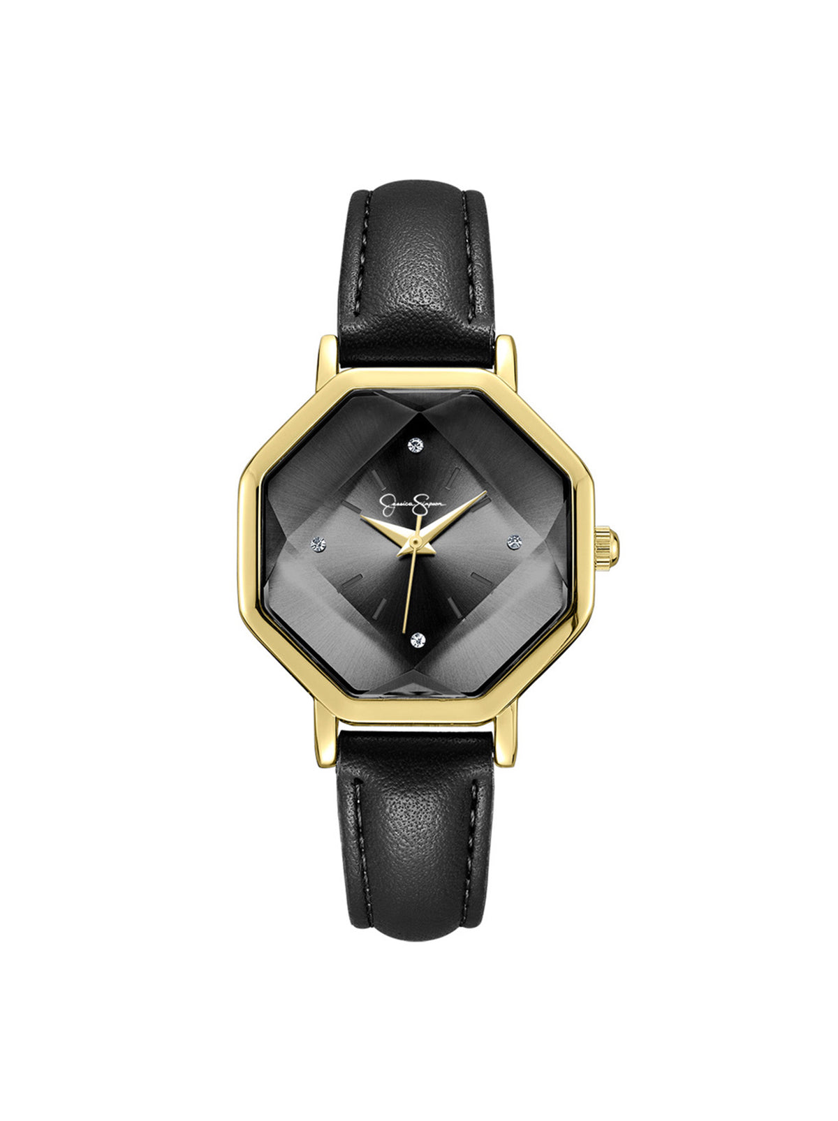 Octagonal Face Watch in Black - Jessica Simpson Accessories