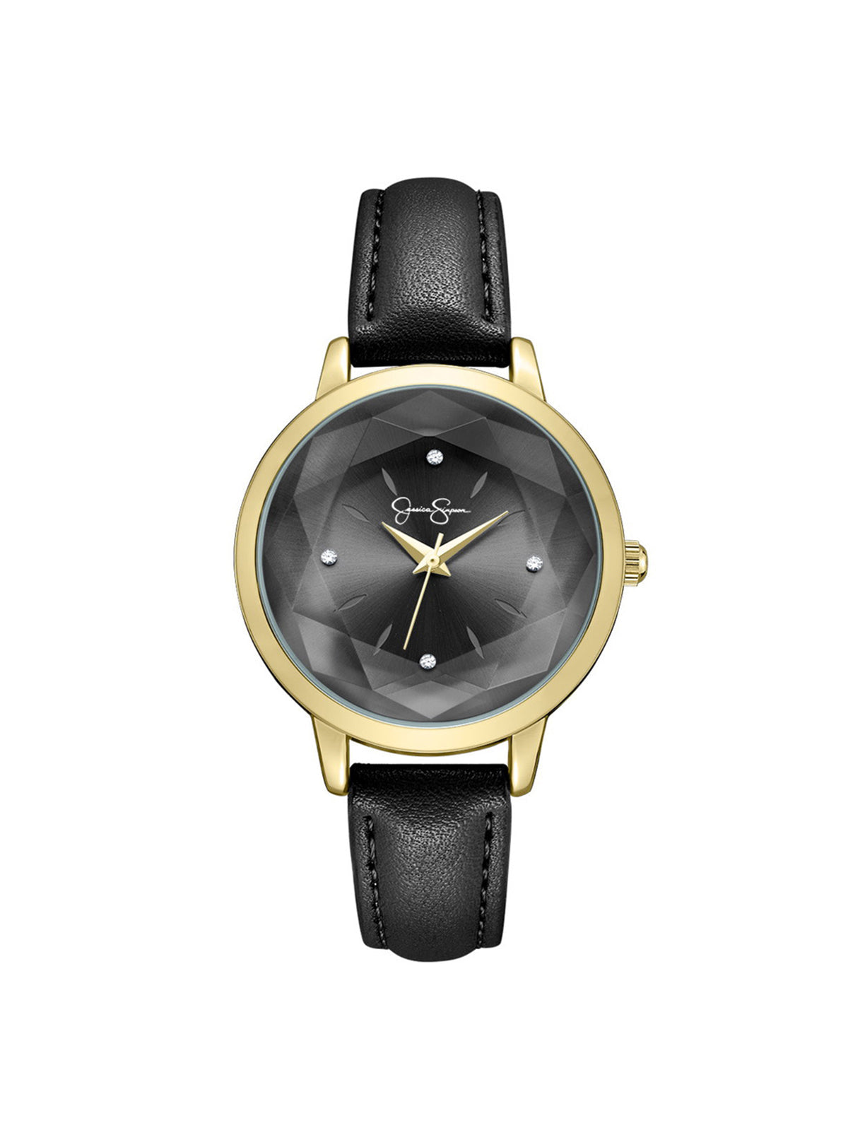 Faceted Glass Watch in Black - Jessica Simpson Accessories