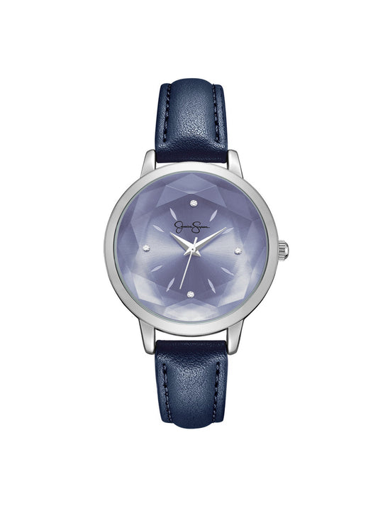 Faceted Glass Watch in Navy - Jessica Simpson Accessories