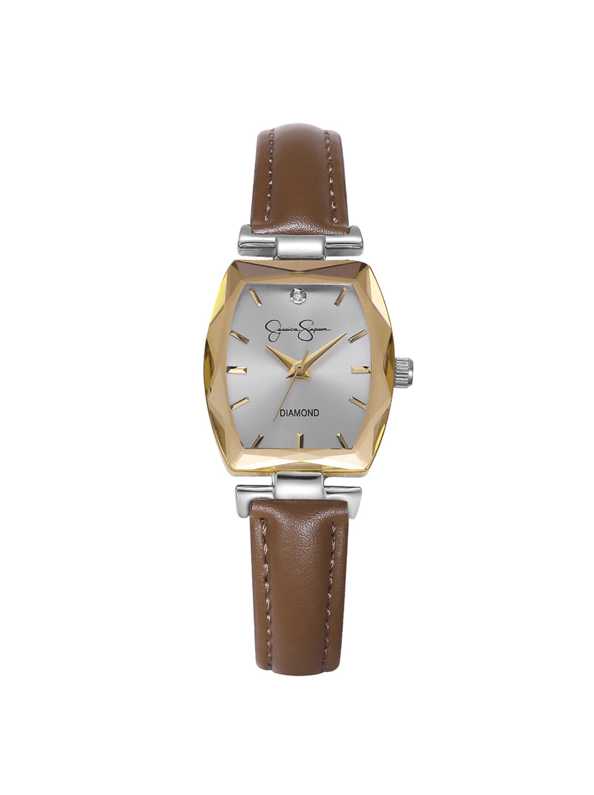 Diamond Dial Strap Watch in Brown - Jessica Simpson Accessories