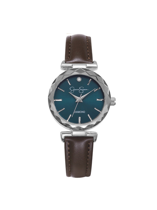 Circle Case Watch in Dark Brown - Jessica Simpson Accessories