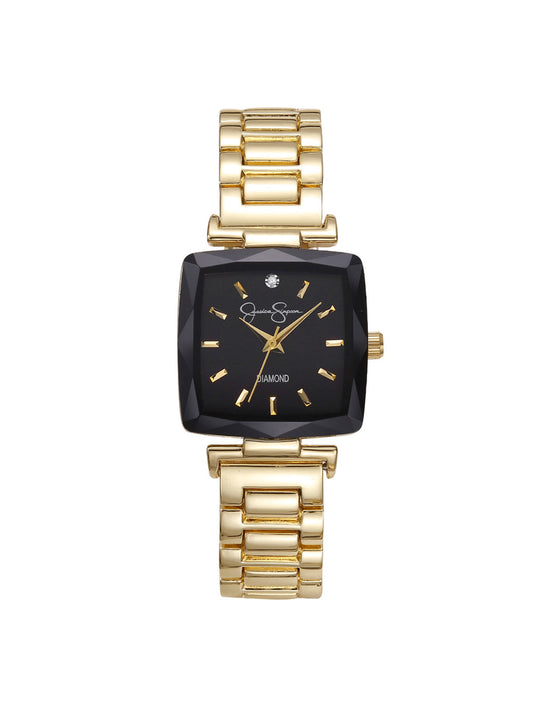 Square Case Bracelet Watch in Gold & Black - Jessica Simpson Accessories
